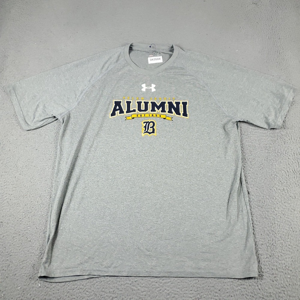 Under Armour Mens XL Gray Belen Jesuit Alumni HeatGear Short Sleeve T-Shirt